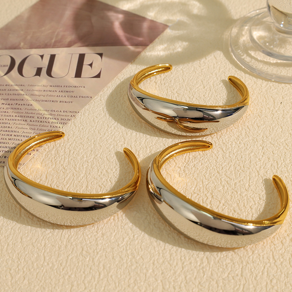 1 Piece Simple Series Simple Geometric Stainless Steel  Gold Color Women's Bangles h5 Picture3